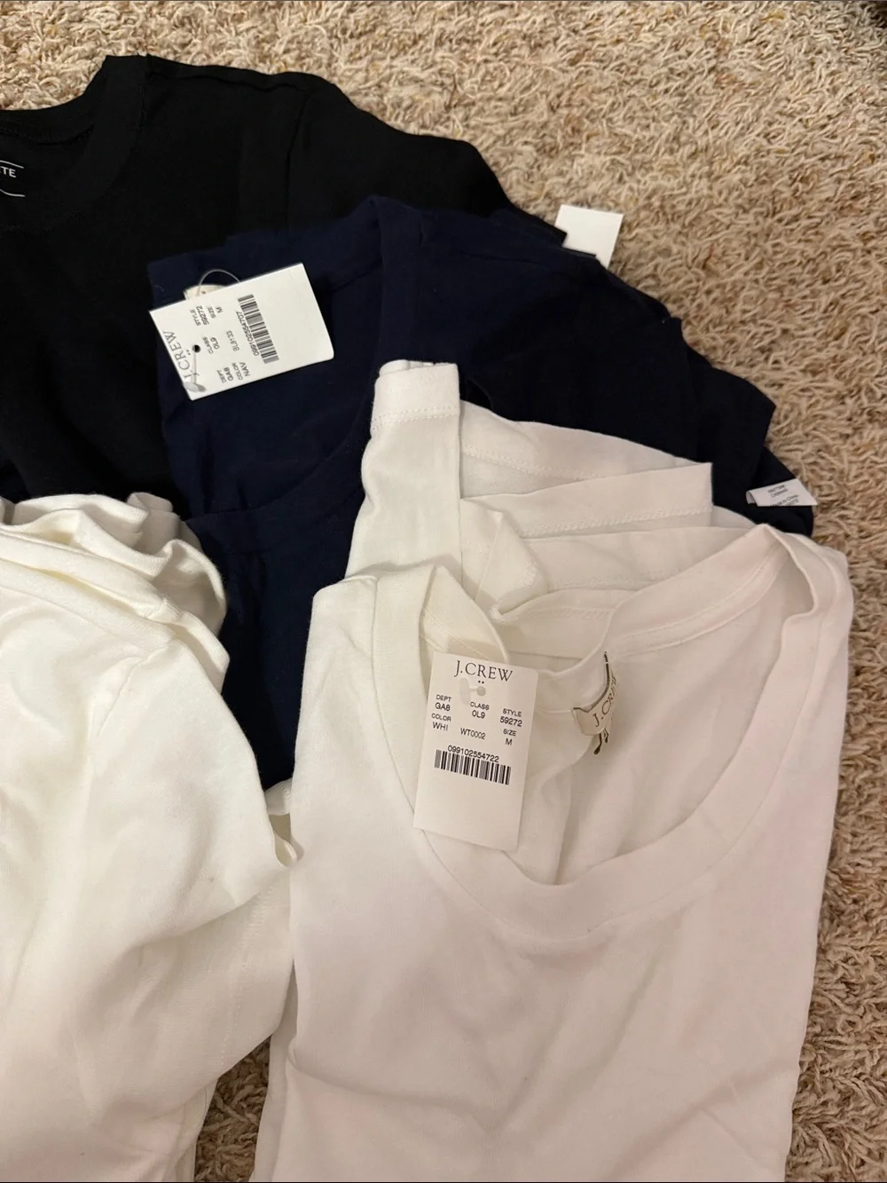 Mixed Neutral Crewneck Tees - Black, Navy, White